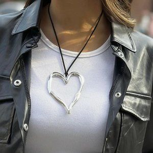 Silver Heart Statement Necklace